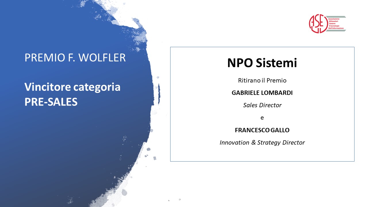 VIDEO_Npo Sistemi vince il Premio Wolfler di Aused come miglior partner Pre-sales